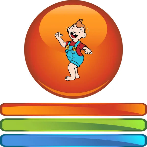 Botón web Toddler Walking — Vector de stock