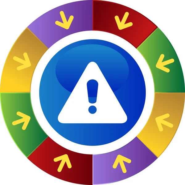 Предупреждение знак веб-кнопку — стоковый вектор