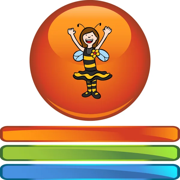 Bee flicka spindelväv ikonen — Stock vektor