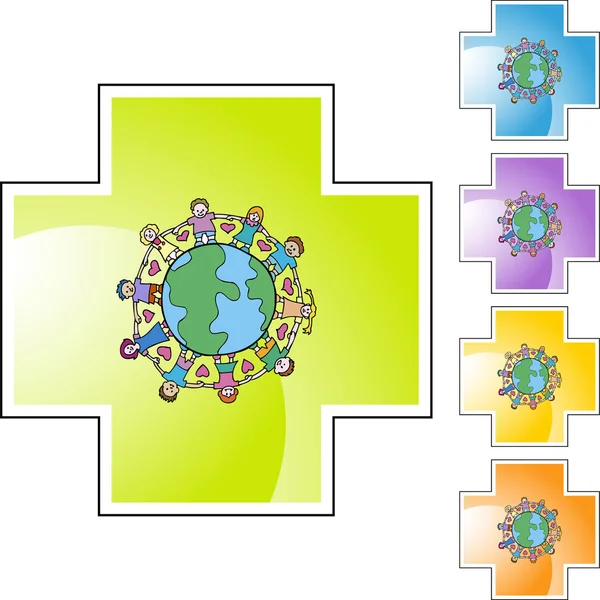 I bambini globali uniscono il pianeta — Vettoriale Stock