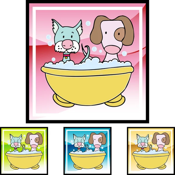 Köpek yavrusu banyo web simgesi — Stok Vektör