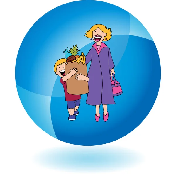 Helping Mom web icon — Stock Vector