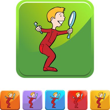 Adam dişlerini fırçalıyor.