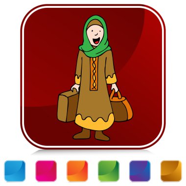 Müslüman kız Traveler düğme kümesi