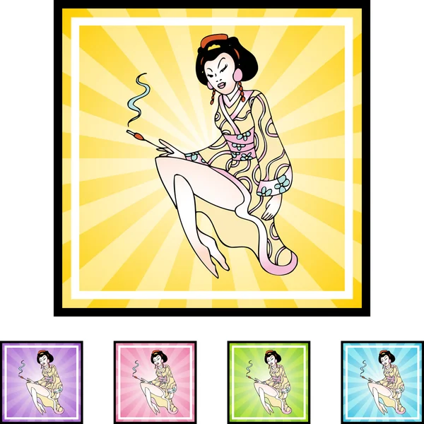 ปุ่มไอคอนของ Geisha — ภาพเวกเตอร์สต็อก