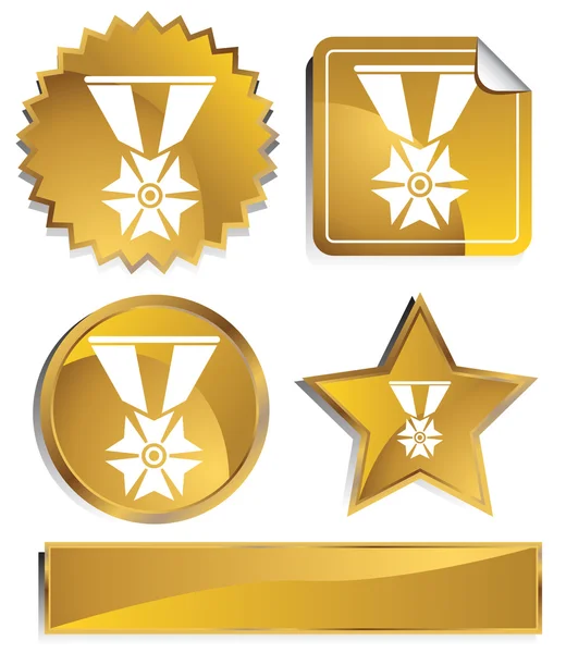 Conjunto de medalhas de ouro do exército —  Vetores de Stock