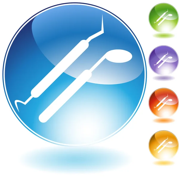 Tandheelkundige gereedschappictogram crystal — Stockvector