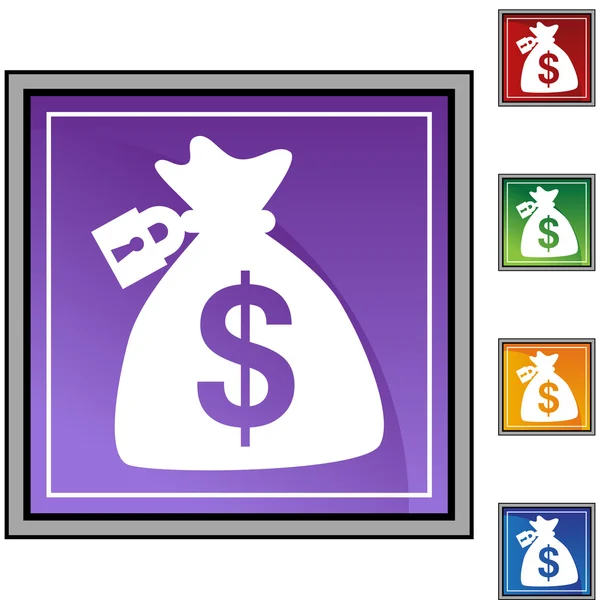 Vergrendeld geld tas web pictogram — Stockvector