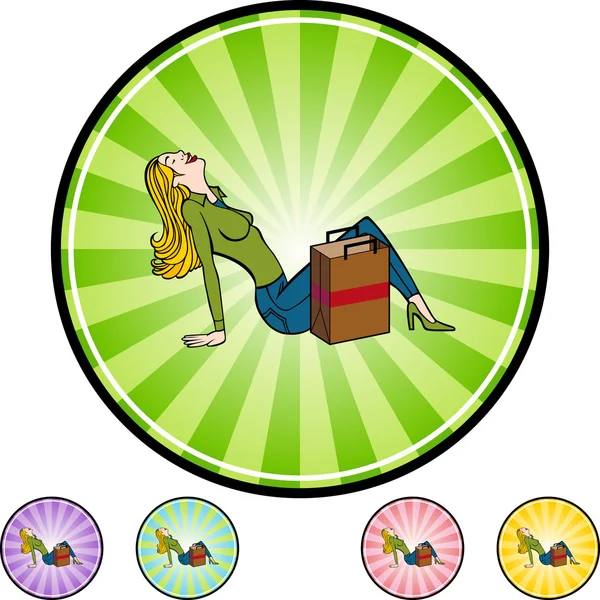 Rire Shopper femme bouton — Image vectorielle