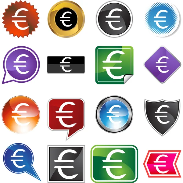 Euros Money Sign  web button — Stock Vector