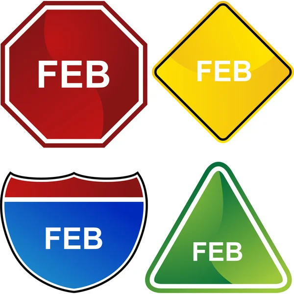 Februari web knop — Stockvector