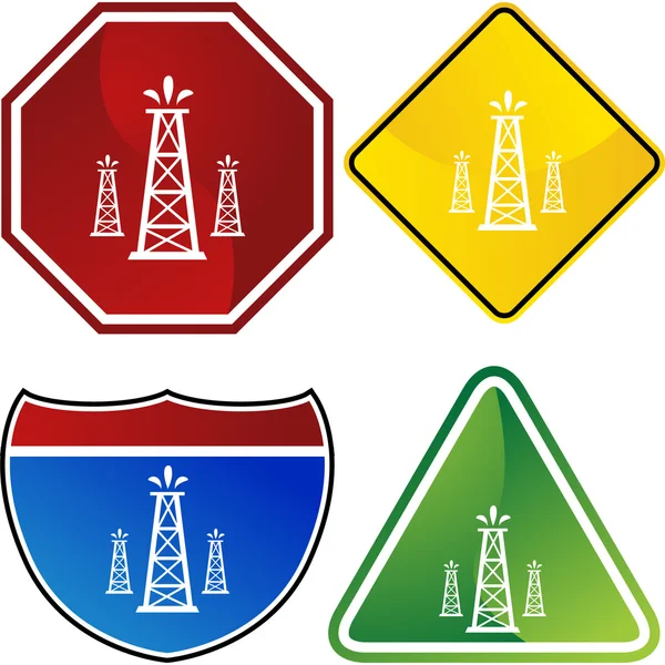 Oil Well web button — Stock Vector