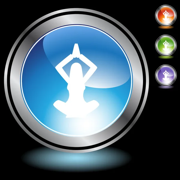 Mujer de negocios Yoga botón web — Vector de stock