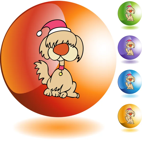 クリスマス犬 web アイコン — ストックベクタ