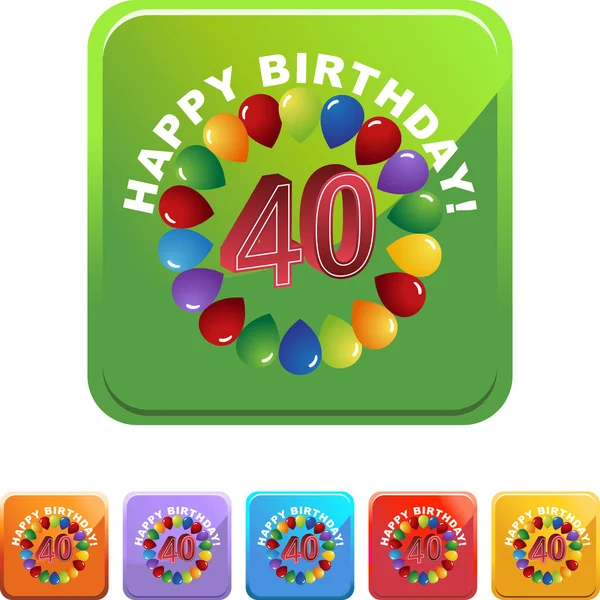 Feliz Cumpleaños Cuarenta icono web — Archivo Imágenes Vectoriales