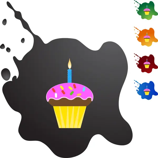 Cumpleaños Cupcake botón web — Archivo Imágenes Vectoriales