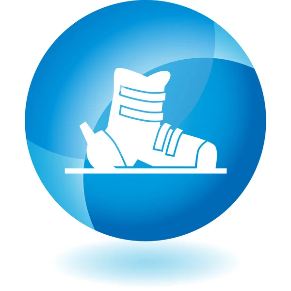 Ski boot icon button — Stock Vector