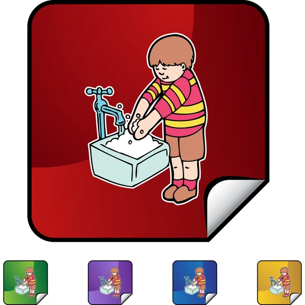 Boy Washing Hands — Stock Vector