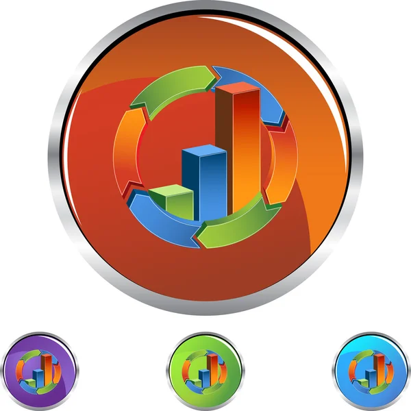 Staafdiagram web knop — Stockvector