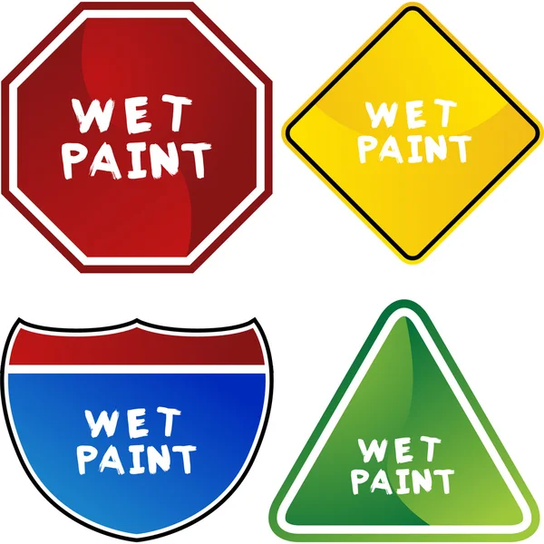 Wet Paint signs — Stock Vector