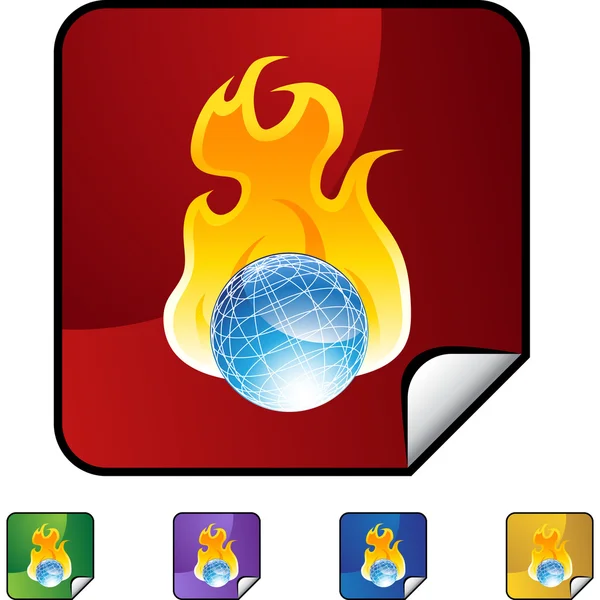 Burning Globe botão web — Vetor de Stock