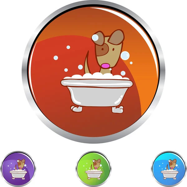 Filhote de cachorro em Bath botão web — Vetor de Stock