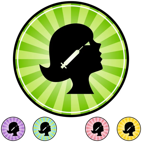 Femme avec toxine botulinique dans la tête — Image vectorielle