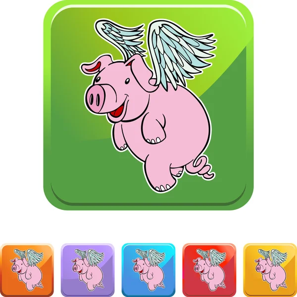 Flying Pig web icon — Stock Vector