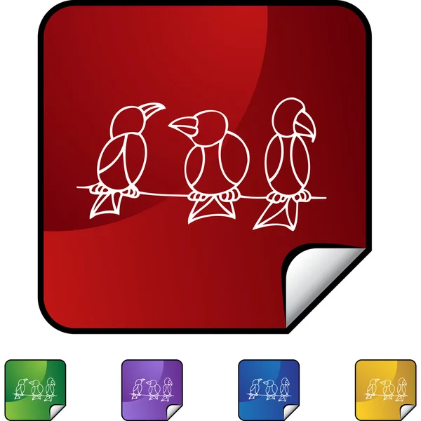 Perched Birds botón web — Vector de stock
