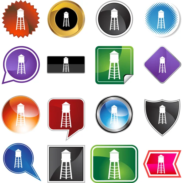 Water Tower button — Stock Vector