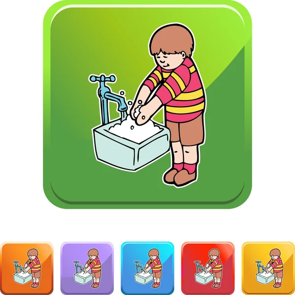 Boy Washing Hands — Stock Vector