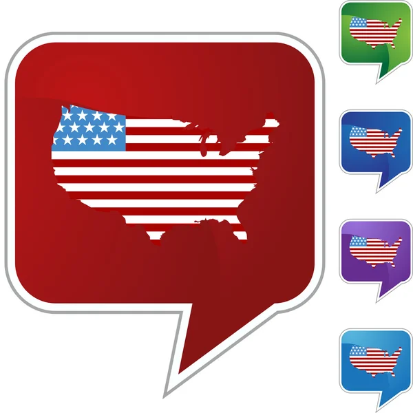 Ameryka flaga ikona mapy — Wektor stockowy