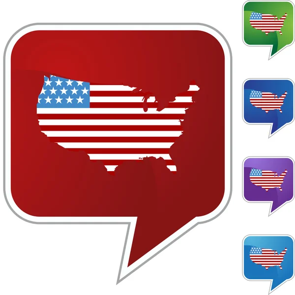 America flag map icon — Stock Vector