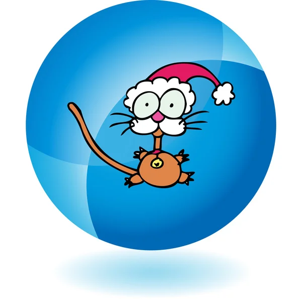 Pequeño gato en sombrero de Santa — Vector de stock