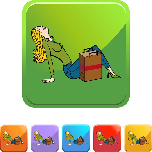 Laughing Shopper mujer — Vector de stock