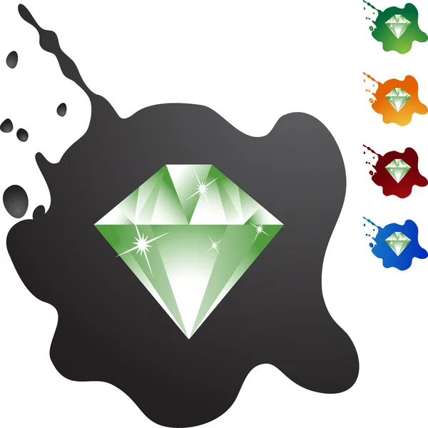 Botón icono esmeralda — Vector de stock