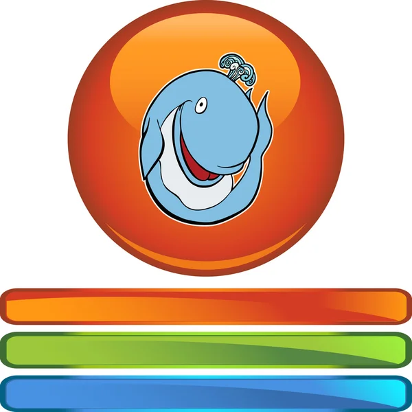 Botón web ballena — Vector de stock