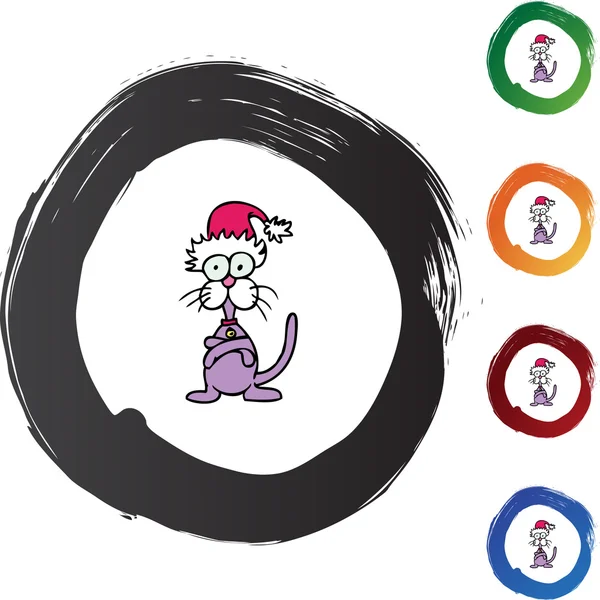固执的猫在圣诞老人的帽子 — 图库矢量图片