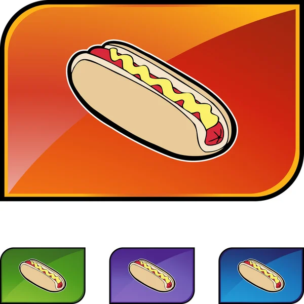 Tombol ikon Hotdog - Stok Vektor
