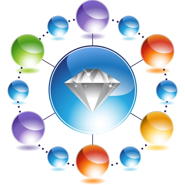 Diamant web knop — Stockvector