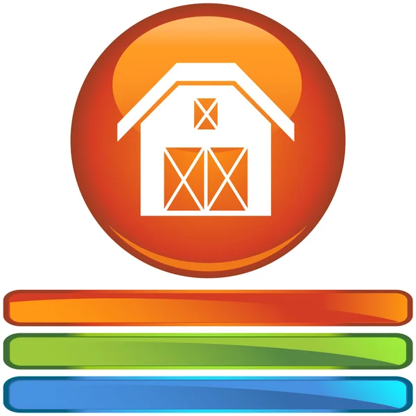 Barn icon button — Stock Vector