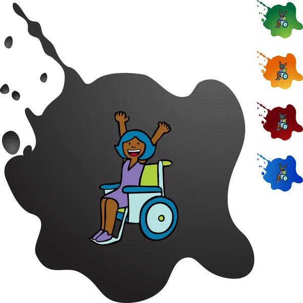 Disabled Girl button — Stock Vector