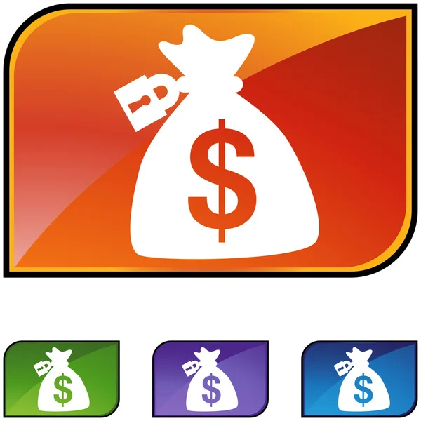 Vergrendeld geld tas web pictogram — Stockvector