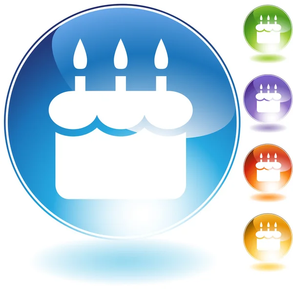 Tarta de cumpleaños icono de cristal — Archivo Imágenes Vectoriales