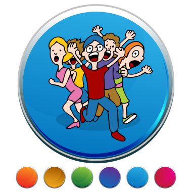 İnsanlar panik düğme kümesi