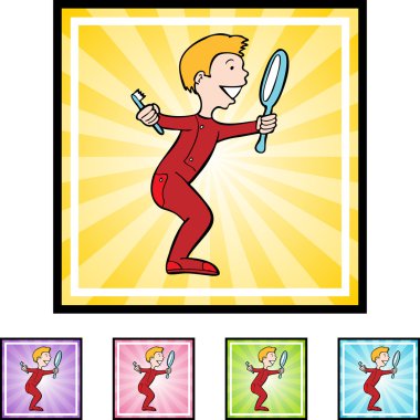 Adam dişlerini fırçalıyor.