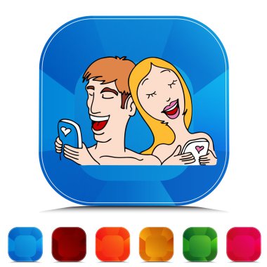 Metin iletileri Gemstone düğme kümesi gönderme aşık Çift