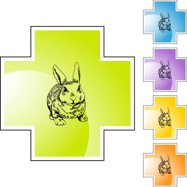 Conejo botón web — Vector de stock