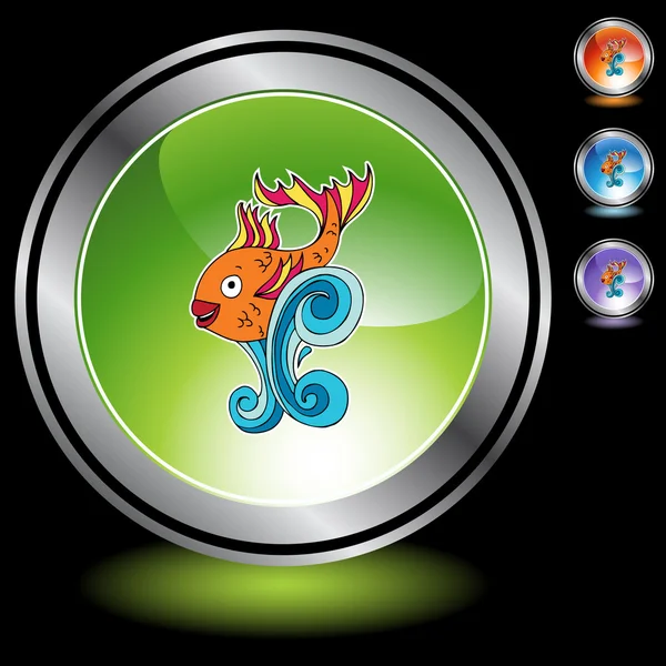 Bouton icône poisson rouge — Image vectorielle