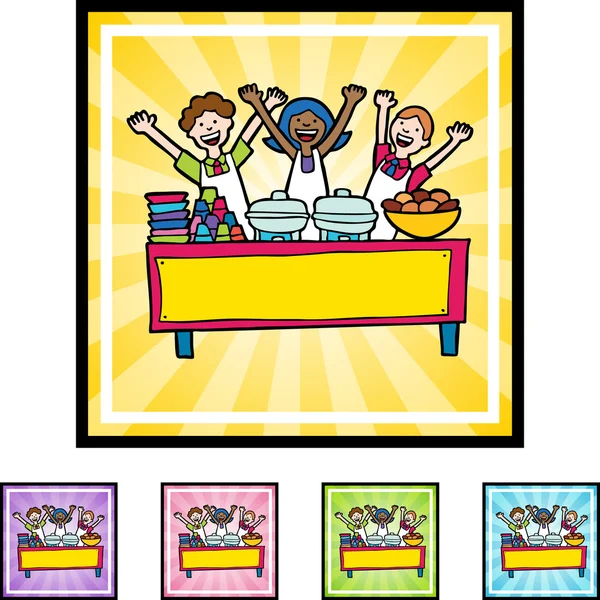 Kids in Buffet web icon — Stock Vector